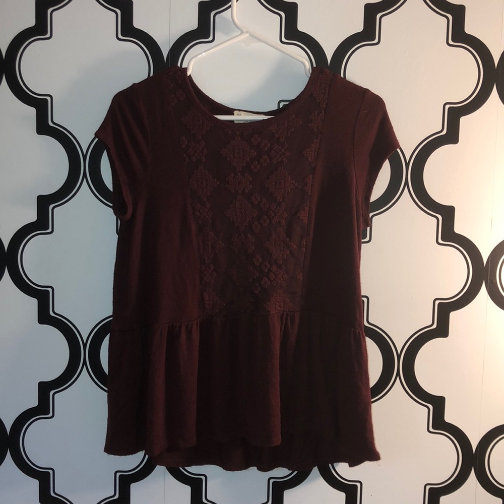 Dark Maroon Flared T-shirt